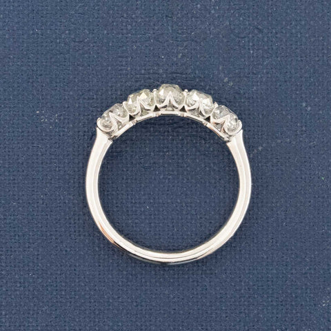1.48ctw Old Mine Cut Diamond Half-Hoop 5-Stone Band