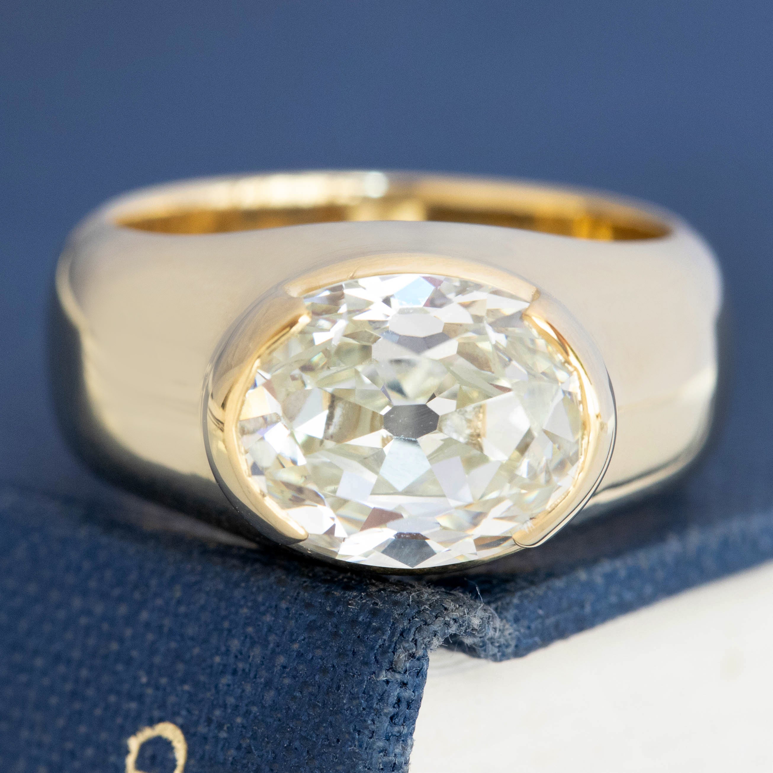 4.02ct Oval Cut Diamond Half-Bezel Solitaire, GIA