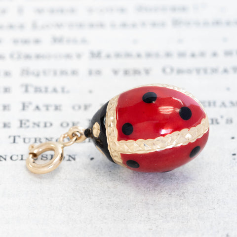 Vintage Ladybug Egg Pendant