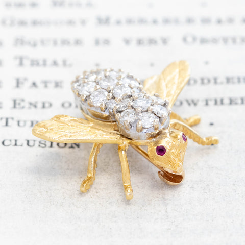 Vintage Diamond & Ruby Bee Brooch, by Herbert Rosenthal