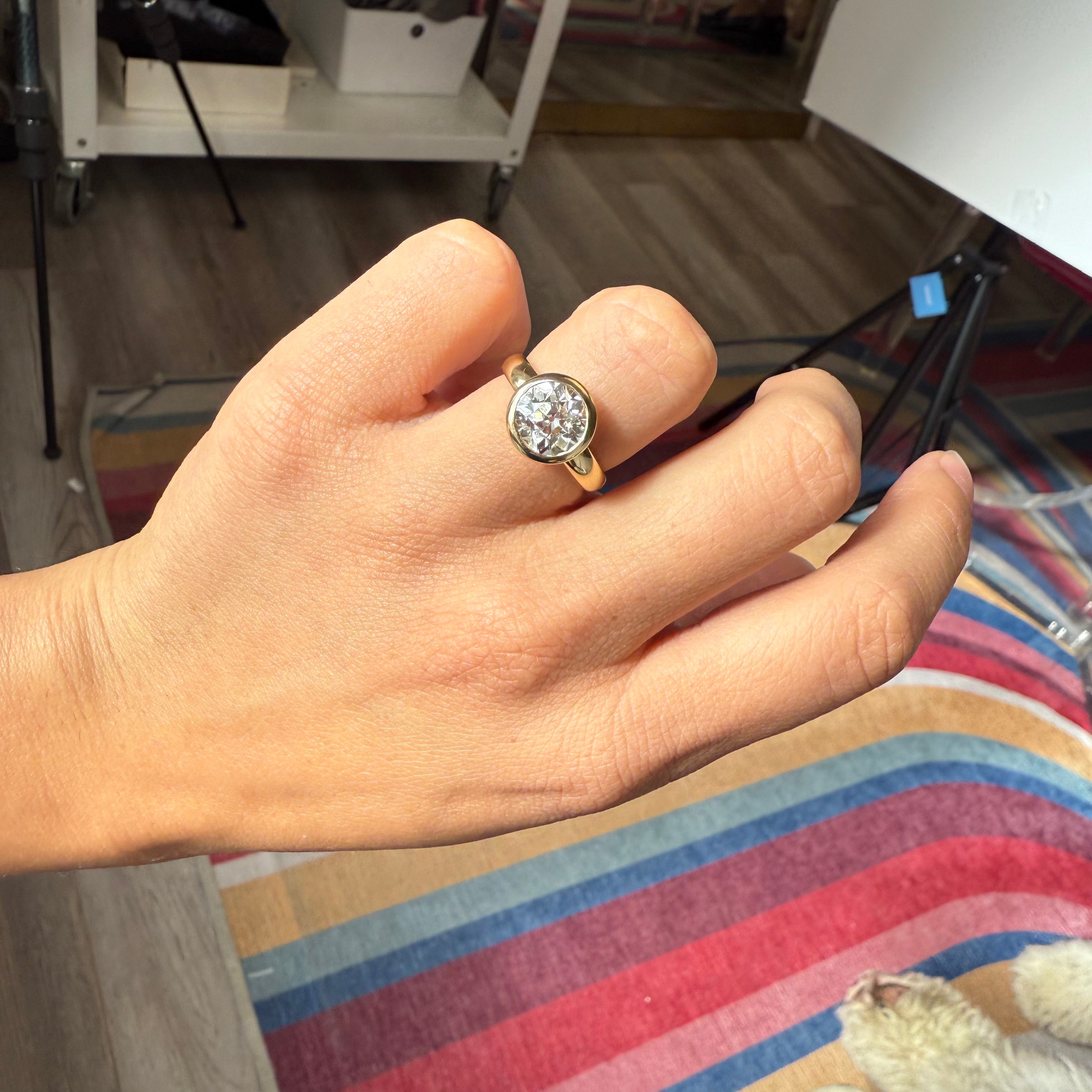 2.56ct Old European Cut Diamond Bezel Solitaire, GIA