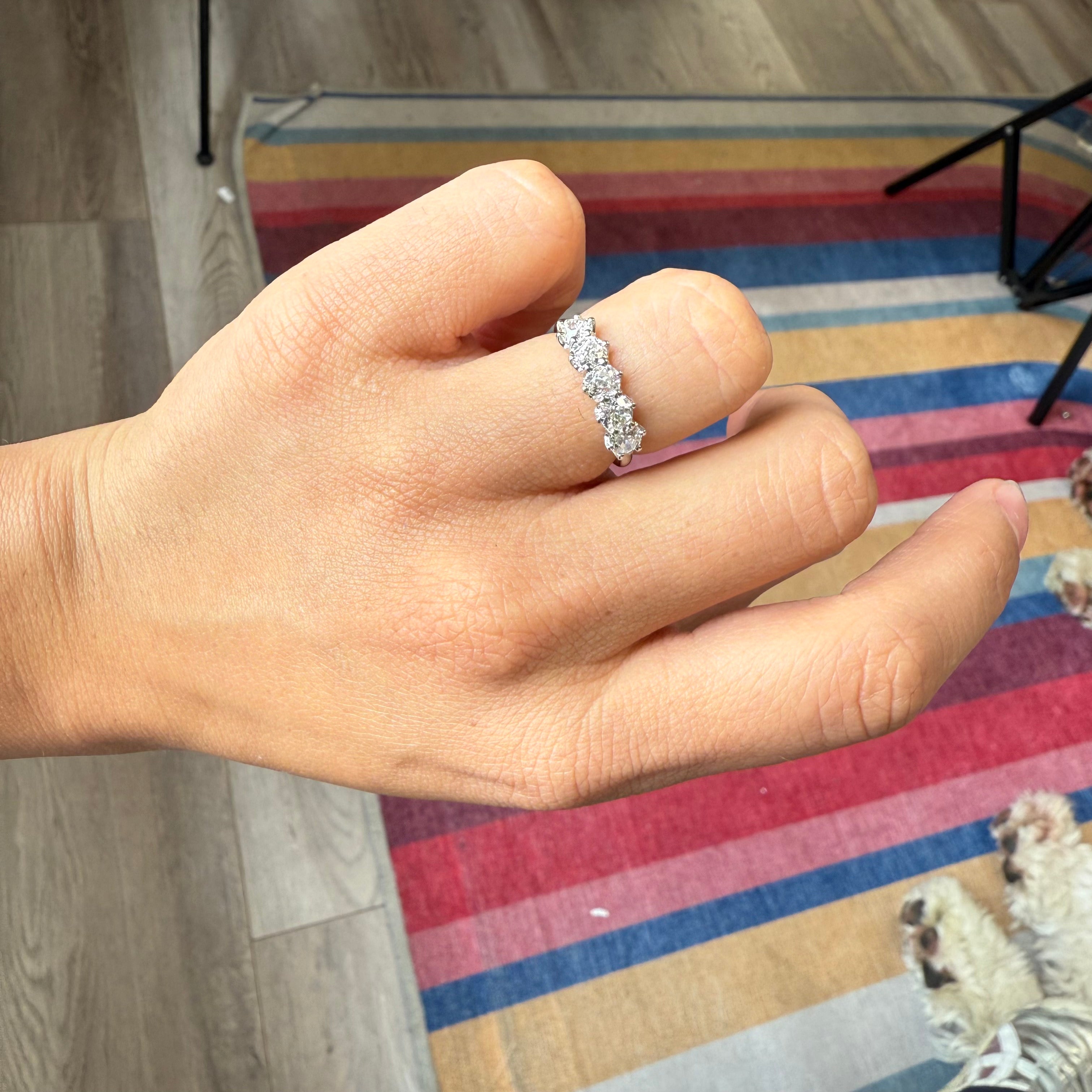1.28ctw Old Mine Cut Diamond 5-Stone Band