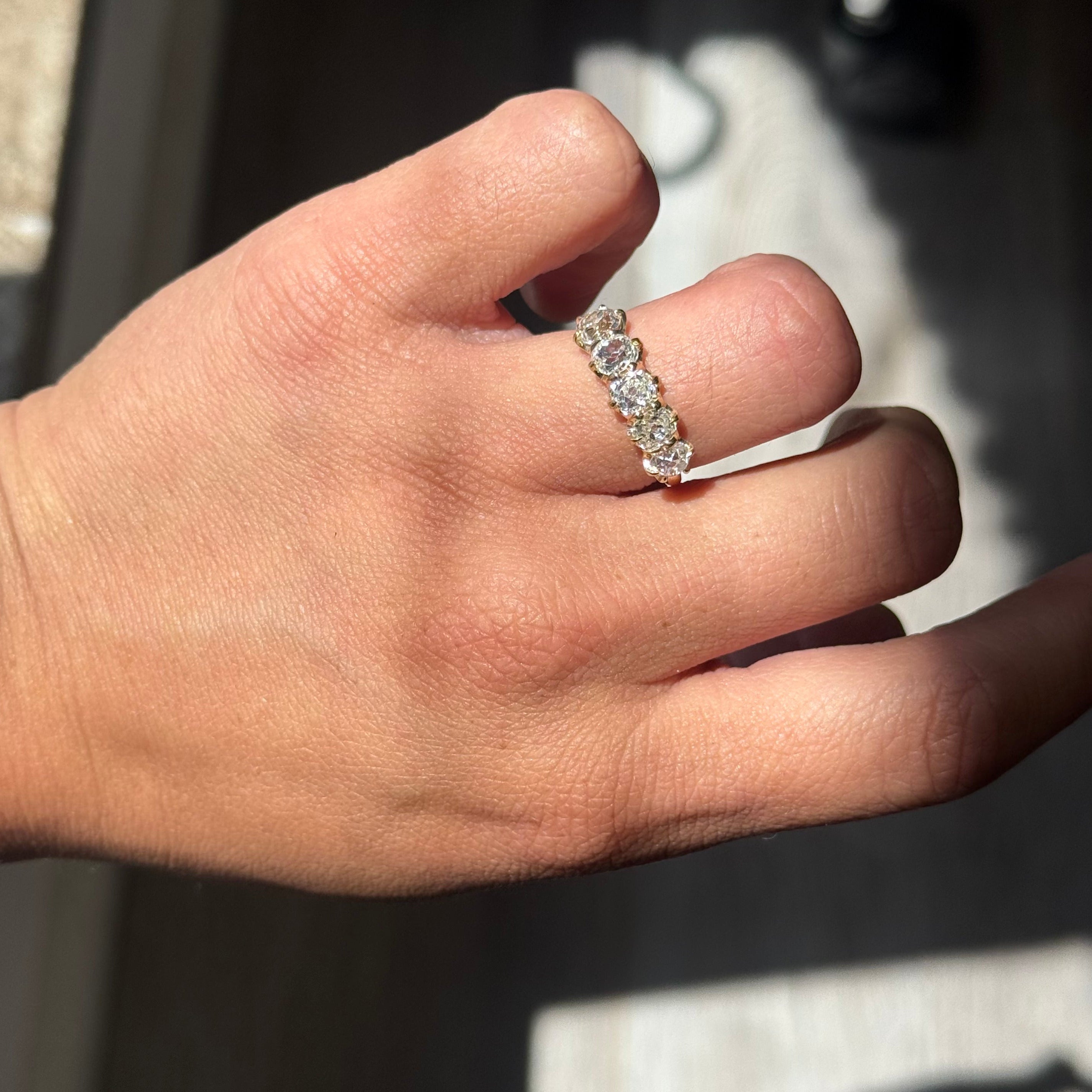 2.25ctw Old Mine Cut Diamond 5-Stone Band