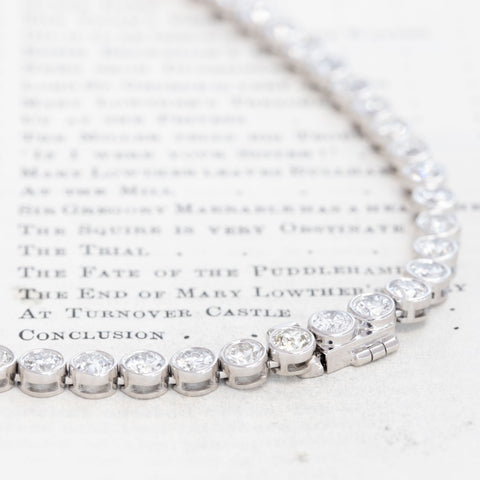 21.59ctw Old European Cut Diamond Bezel Tennis Necklace