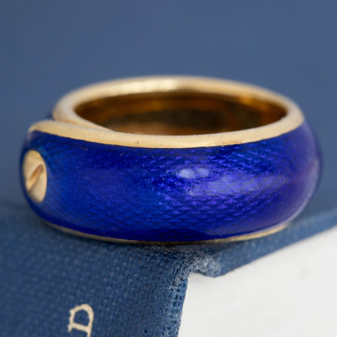 Vintage Blue Enamel Buckle Band, By Van Cleef & Arpels