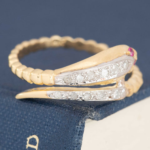 Vintage Diamond Serpent Ring