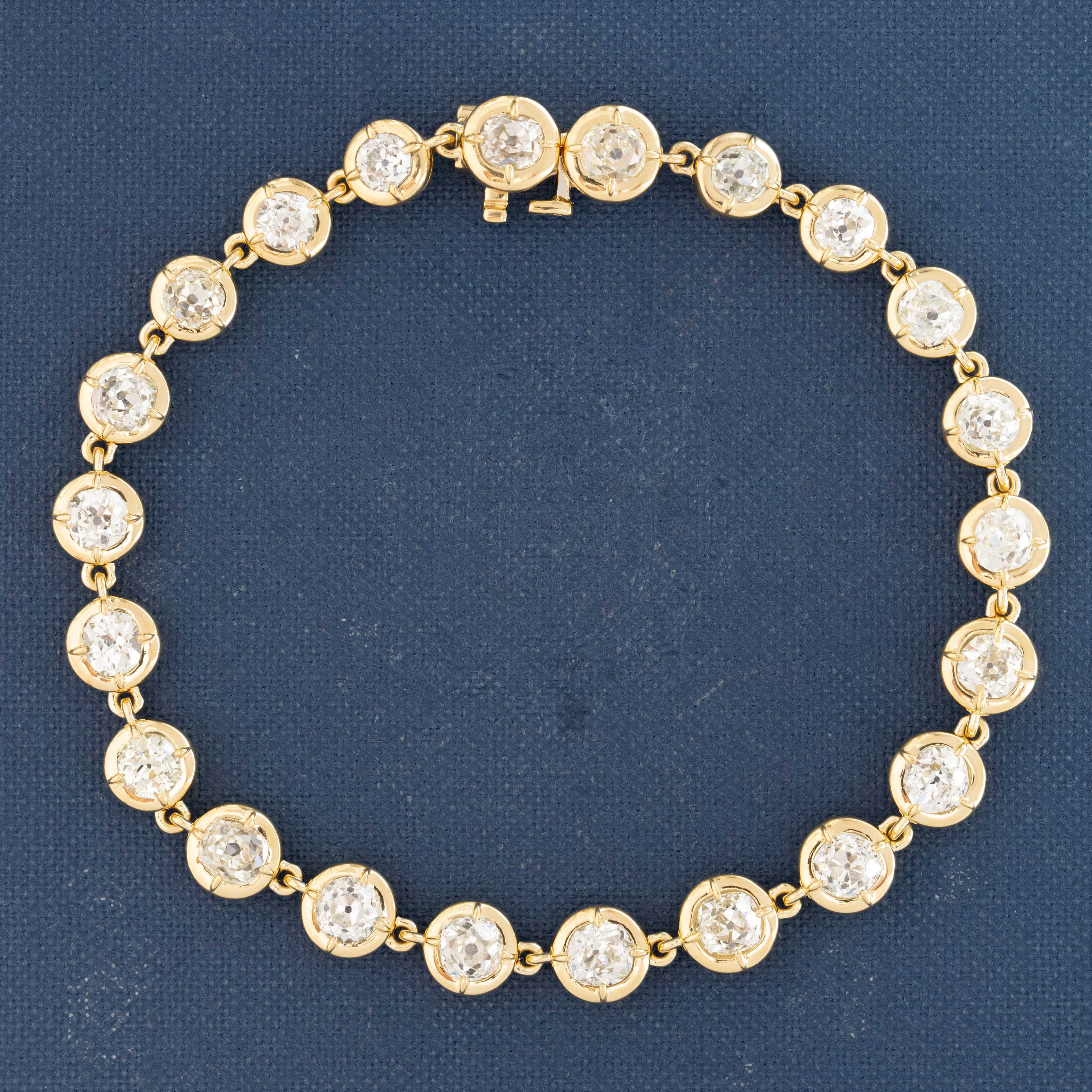 7.06ctw Old European & Old Mine Cut Diamond Compass Bezel Tennis Bracelet