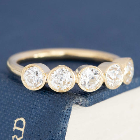 .93ctw Old European Cut Diamond Bezel 5-Stone Band