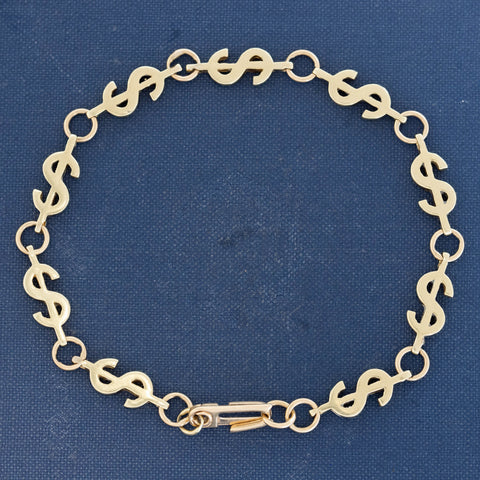 Vintage Dollar Sign Chain Bracelet