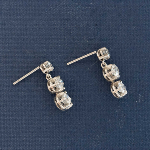 2.10ctw Art Deco Old European Cut Diamond Drop Earrings
