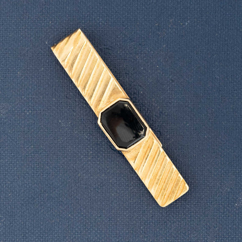 Vintage Cartier 14k yellow gold money clip with onyx detail