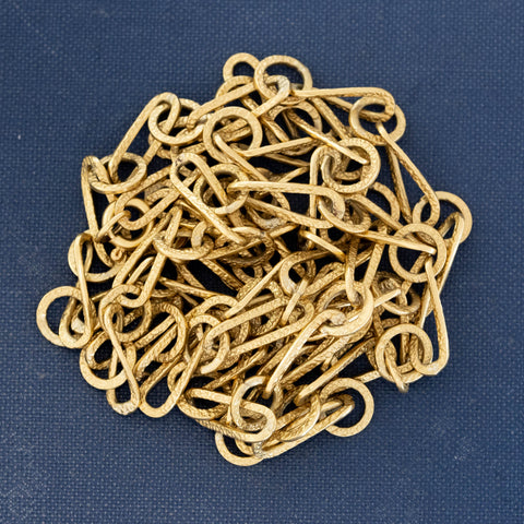 Vintage Elongated Hammered Link Chain Necklace, Italian