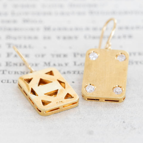 Vintage Diamond Domino Drop Earrings