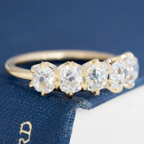 2.25ctw Old Mine Cut Diamond 5-Stone Band
