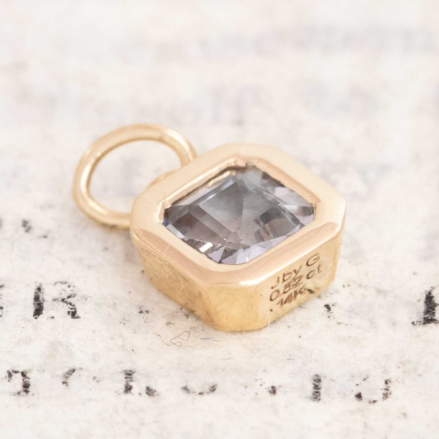 .52ct Asscher Cut Sapphire Bezel Charm