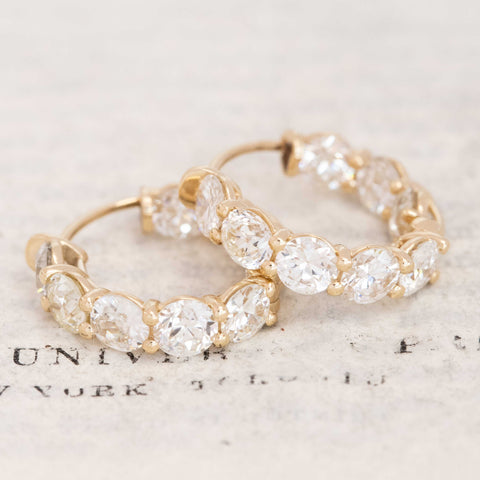 4.99ctw Old European Cut Diamond Inside Out Hoop Earrings