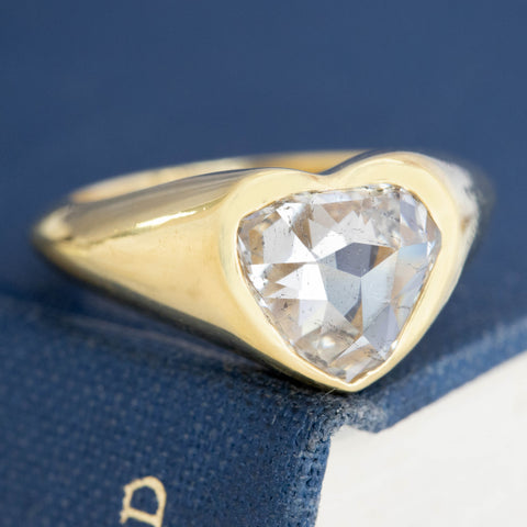 3.00ct Pear Cut Diamond Heart Bezel Solitaire, GIA
