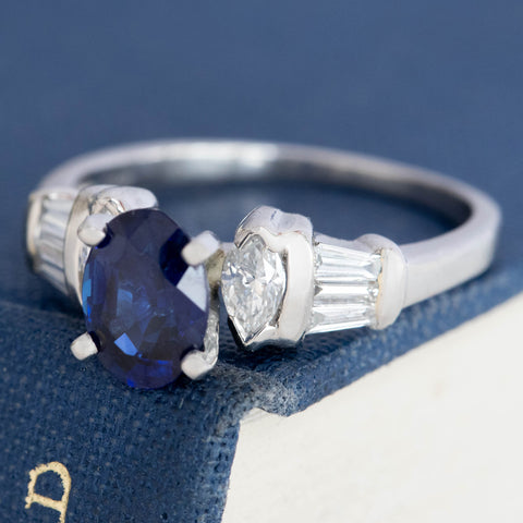 2.08ctw Oval Cut Sapphire & Diamond Ring, GIA No-Heat