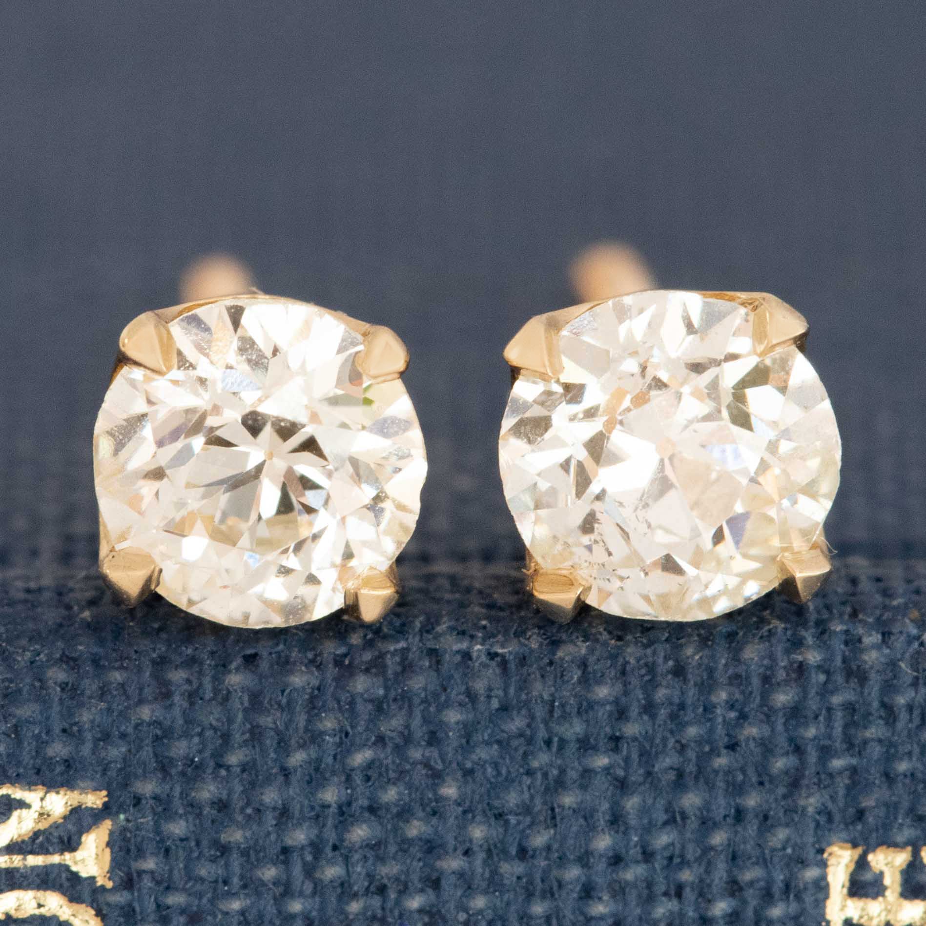 .98ctw Old European Cut Diamond Stud Earrings