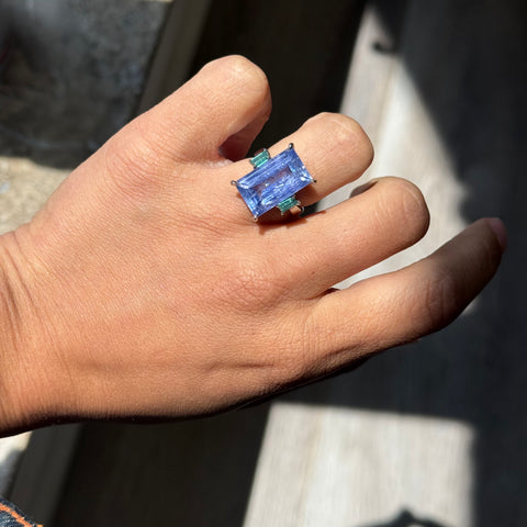 Vintage Color Change Sapphire 3-Stone Ring, GIA No-Heat