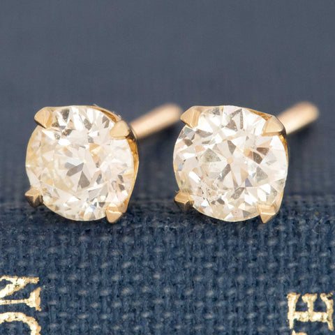.98ctw Old European Cut Diamond Stud Earrings