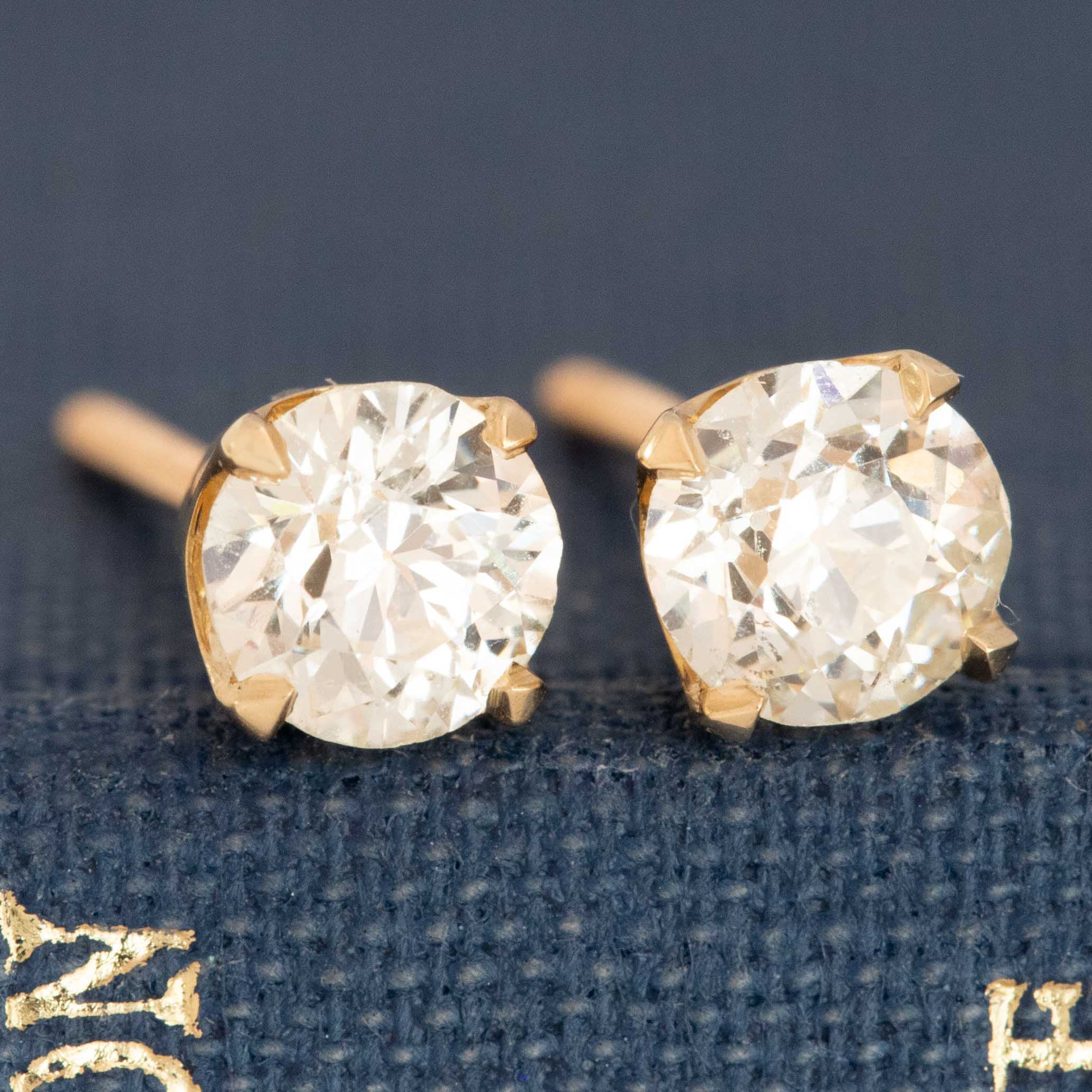 .98ctw Old European Cut Diamond Stud Earrings
