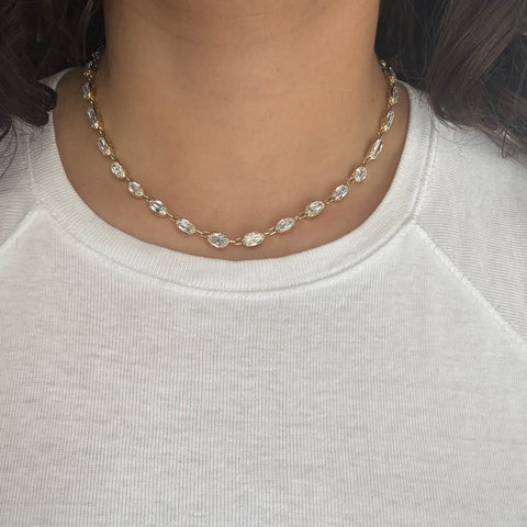 19.80ctw Oval Step Cut Diamond Riviere Necklace, GIA