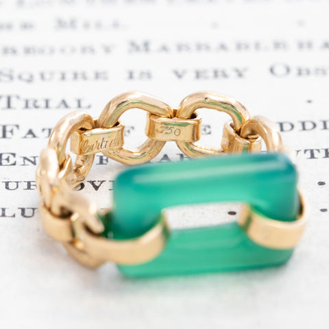 Vintage Chrysoprase Chain Ring, by Cartier