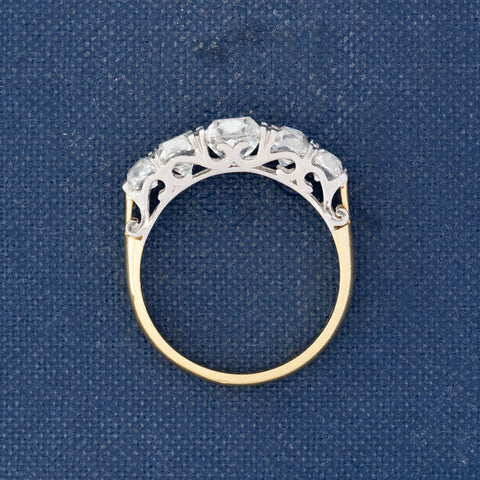 1.87ctw Old Mine Cut Diamond Victorian Inspired 5-Stone Band