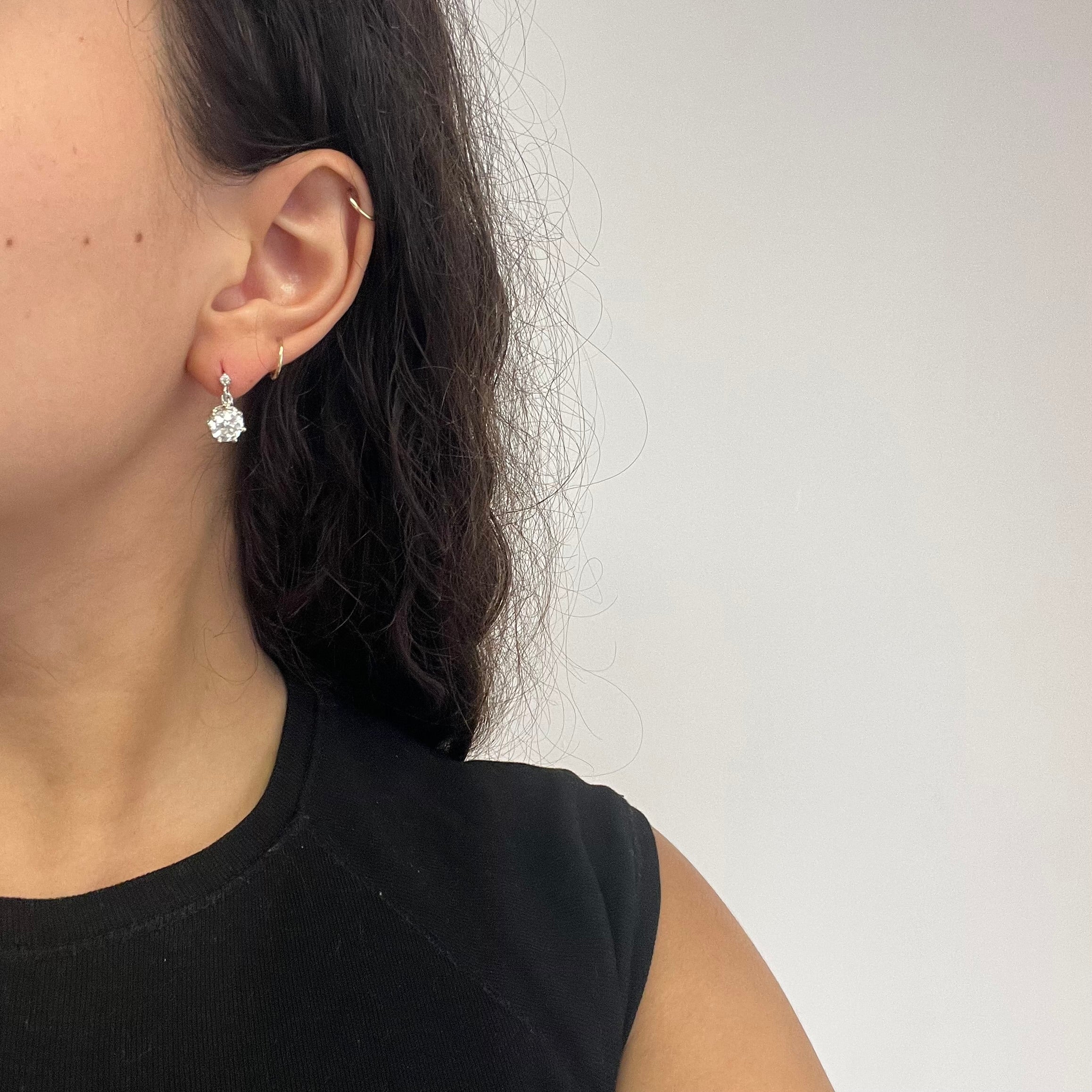 2.53ctw Old European Cut Diamond Dormeuse Earrings