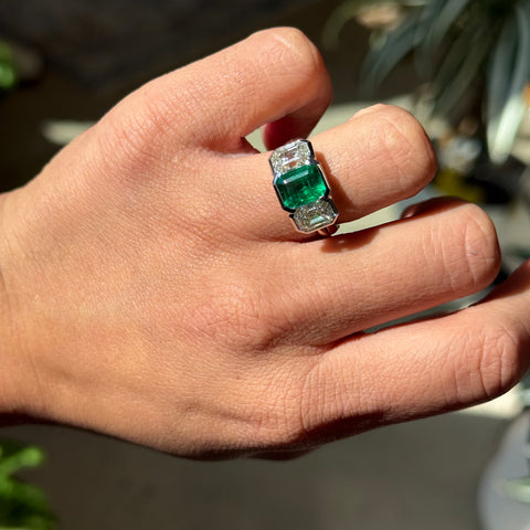 4.77ctw Emerald Cut Diamond Trilogy Ring, GIA