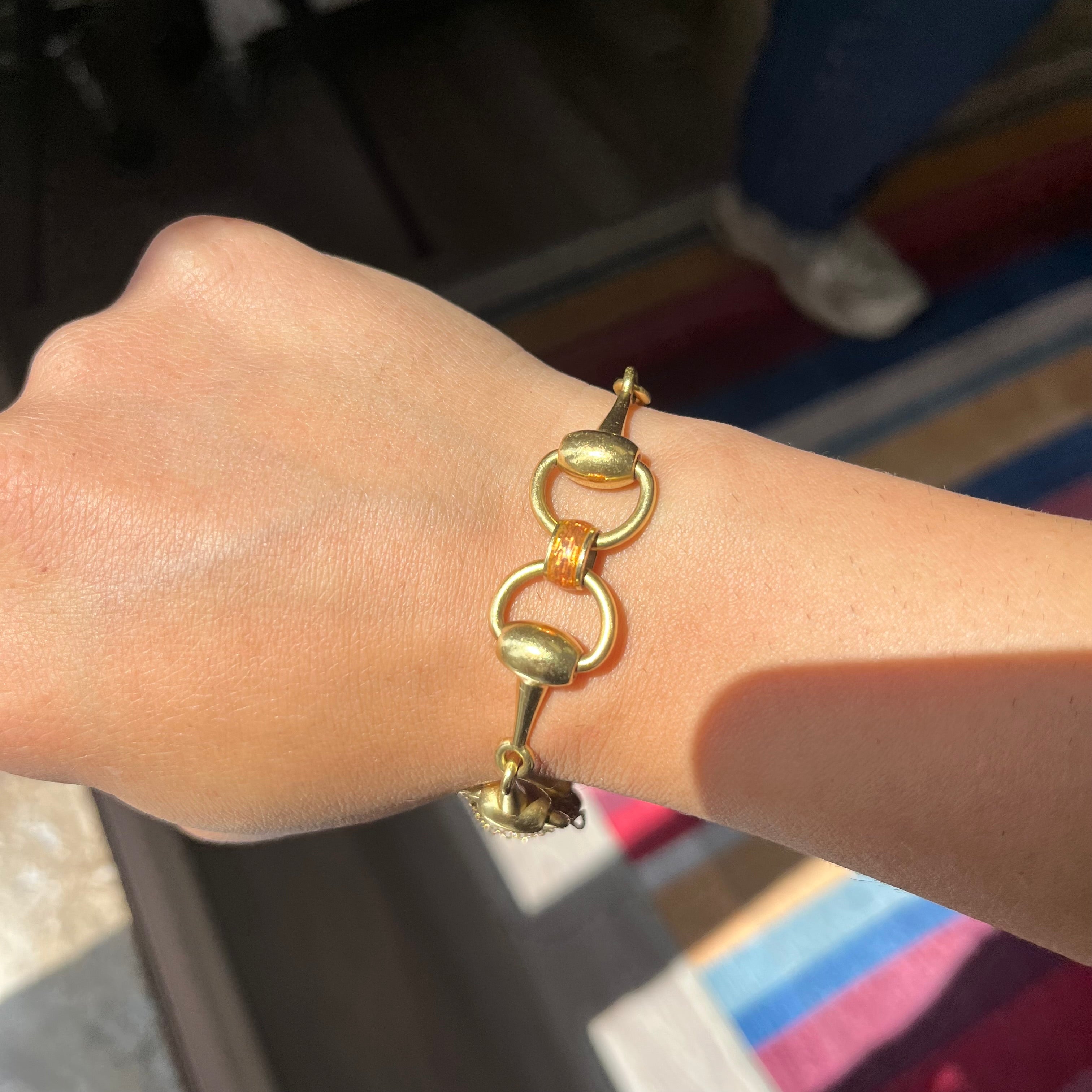 Vintage Enamel Horsebit Bracelet by Gucci