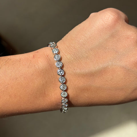 10.74ctw Old European Cut Diamond Bezel Tennis Bracelet