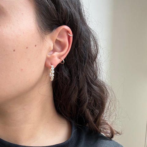1.47ctw Old European Cut Diamond Bezel Hoop Earrings