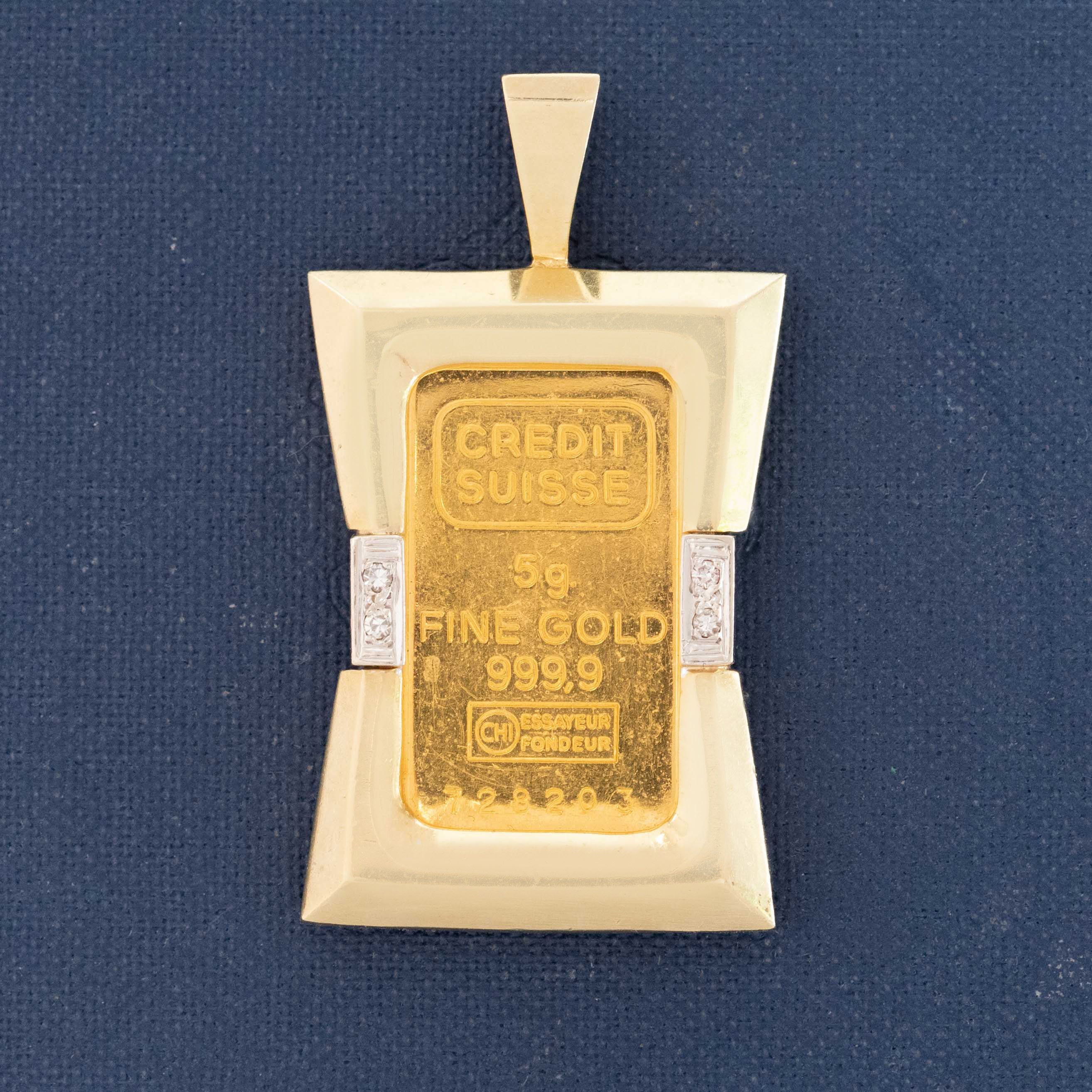 Vintage Diamond Assay Bar Pendant