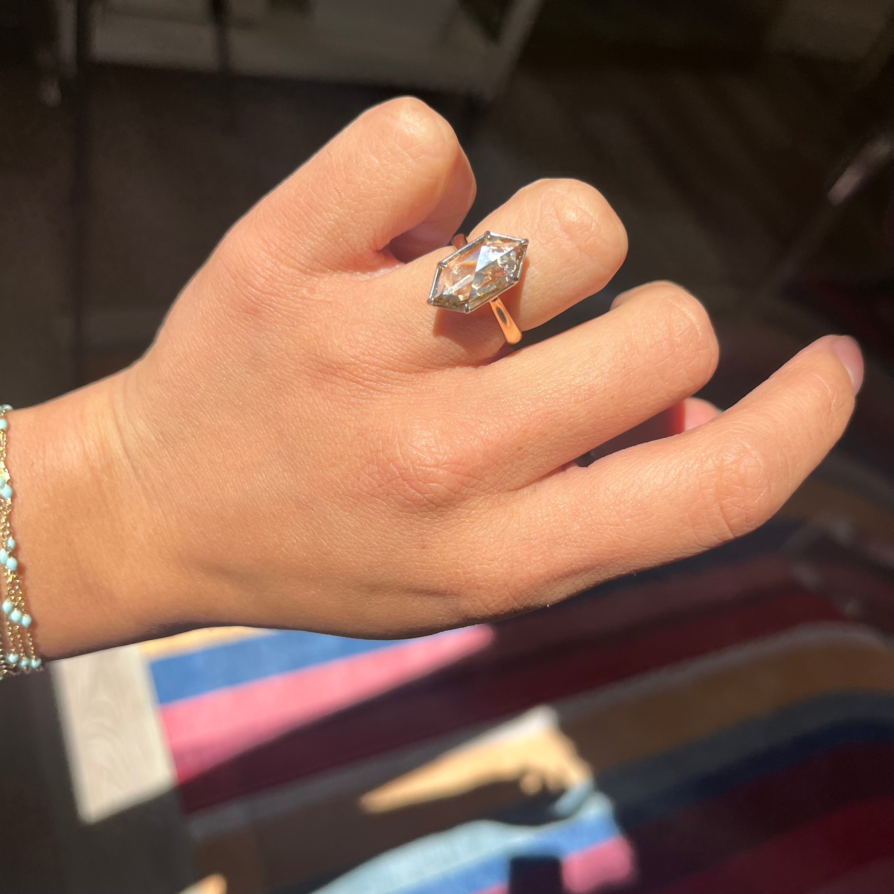 2.50ct Hexagonal Portrait Cut Diamond Solitaire