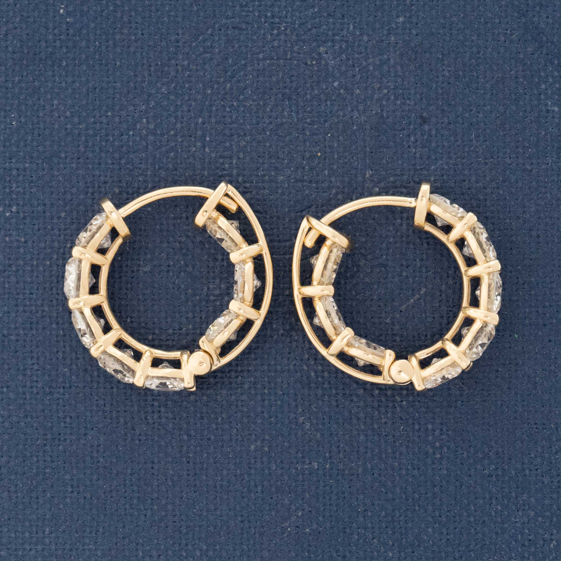 3.08ctw Old European Cut Diamond Inside Out Hoop Earrings