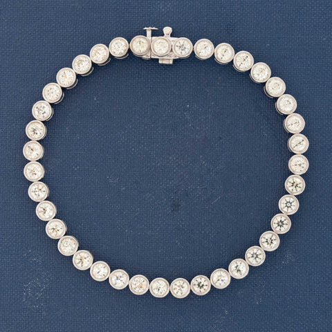 5.03ctw Old European Cut Diamond Bezel Tennis Bracelet in Platinum