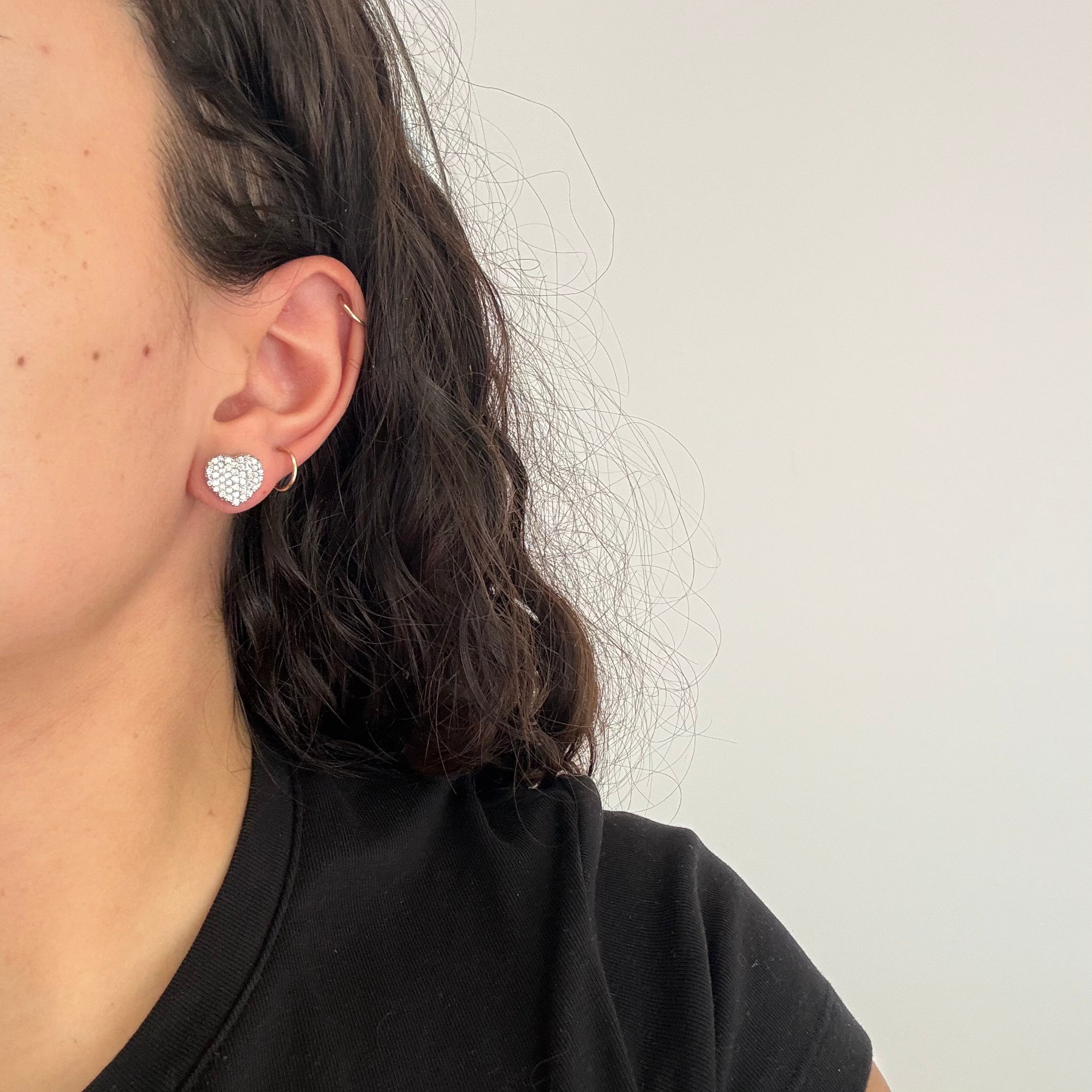 2.00ctw Diamond Pave Heart Stud Earrings