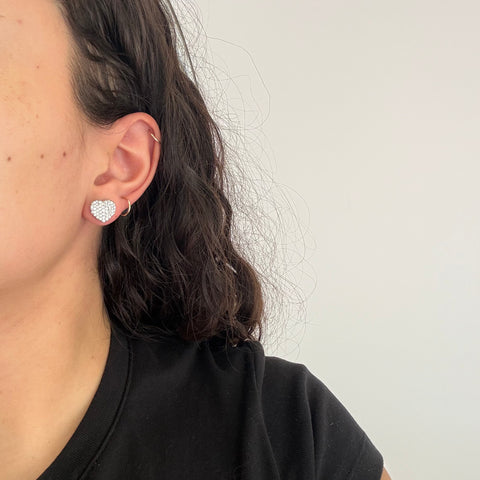 2.00ctw Diamond Pave Heart Stud Earrings