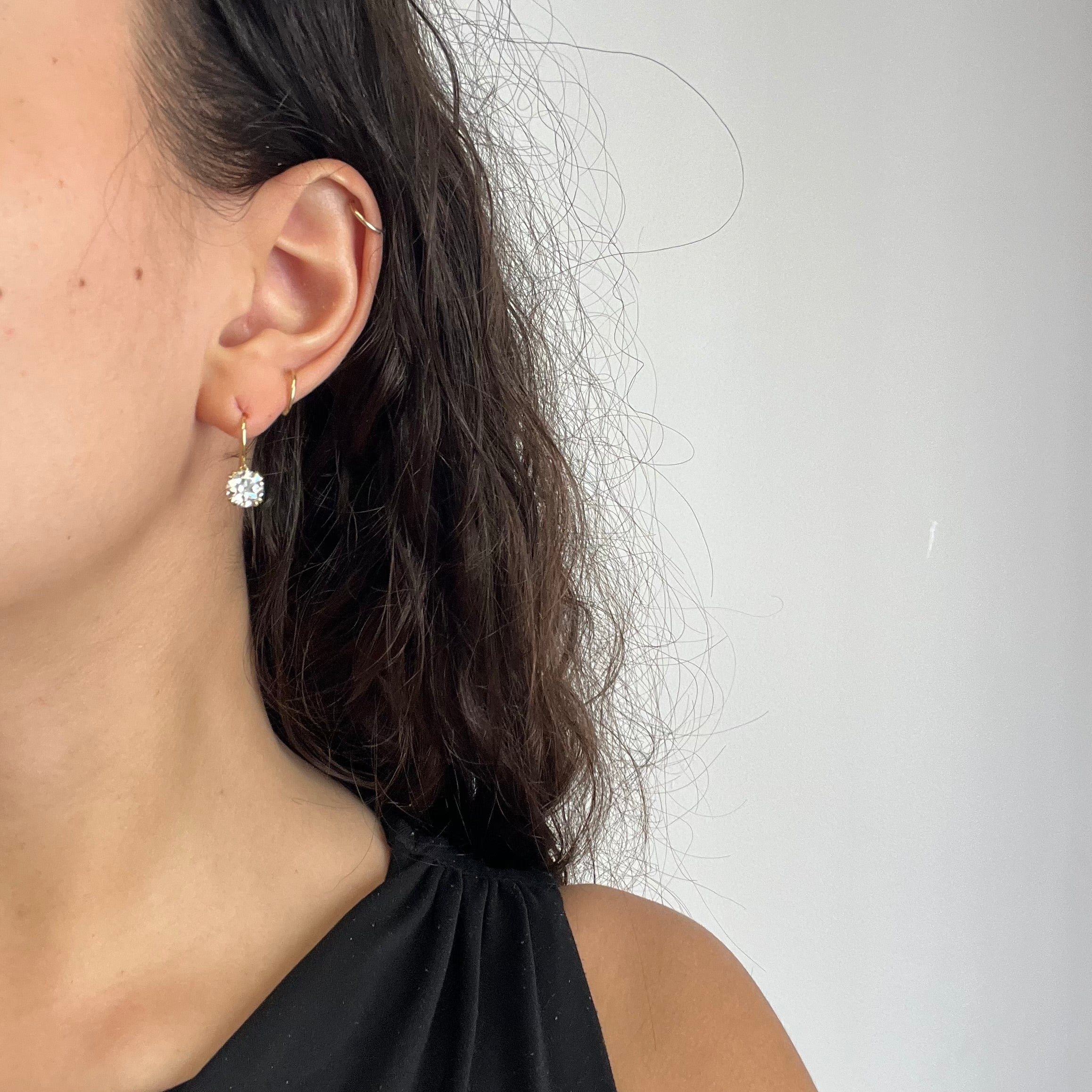 3.47ctw Old European Cut Diamond Drop Earrings