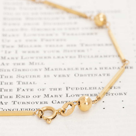 Vintage Sphere & Bar Link Long Chain Necklace