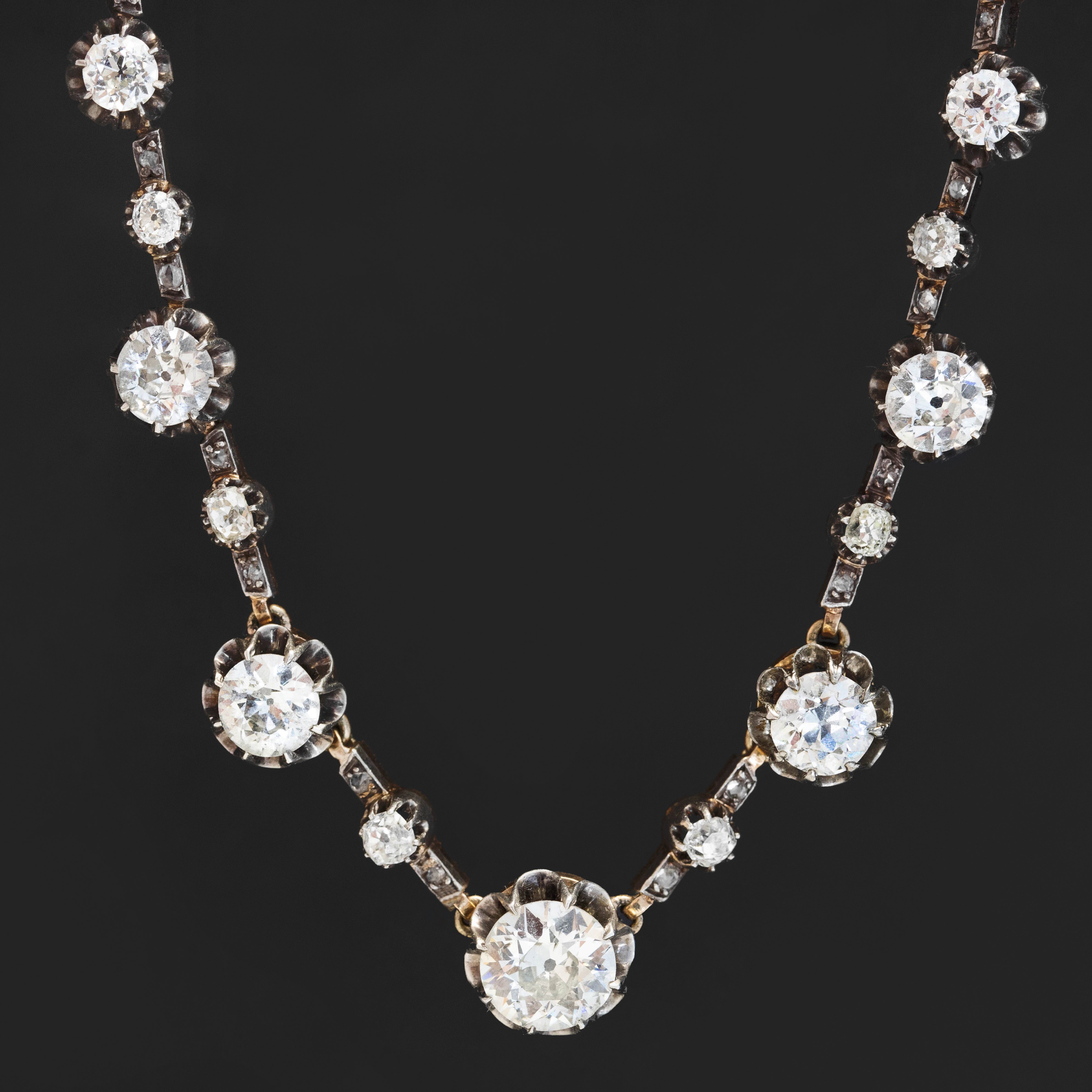 10.65ctw Victorian Old European Cut Convertible Riviere Necklace, French