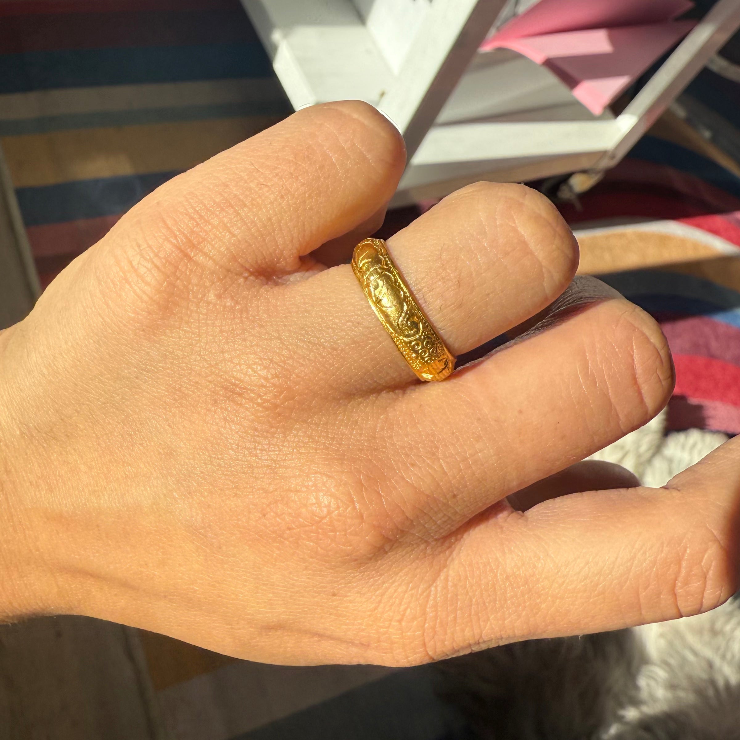 Vintage High Karat Engraved Band