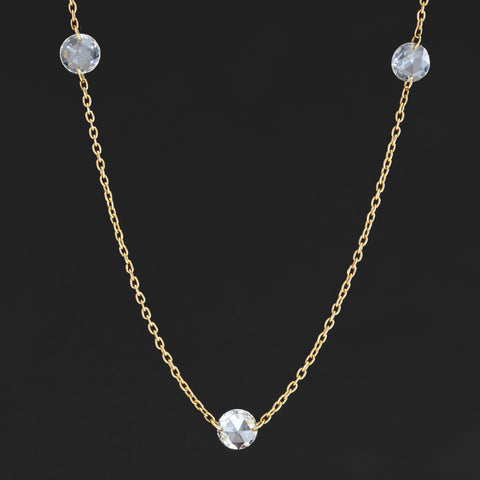 1.03ctw Round Rose Cut Diamond Station Necklace