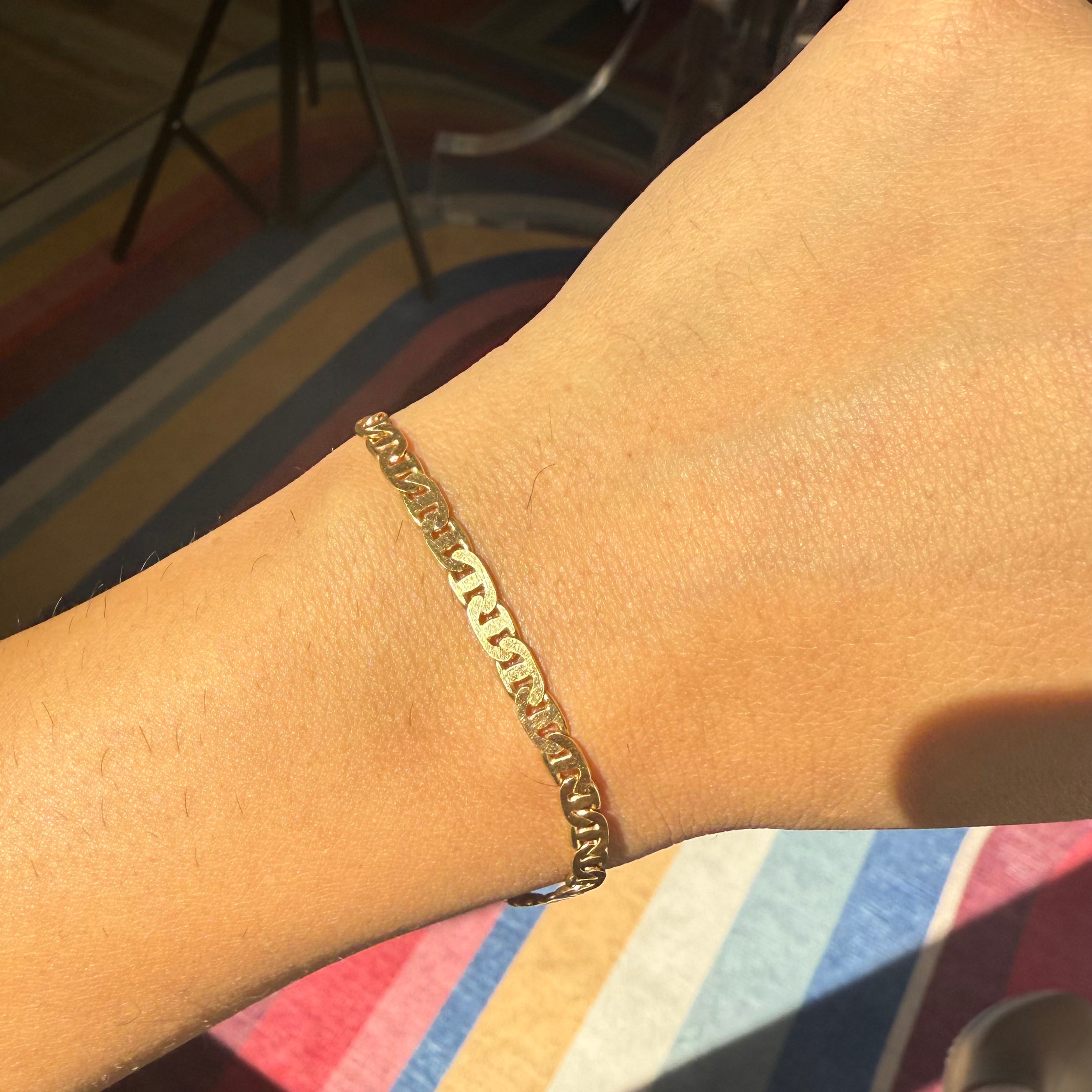 Vintage Flat Mariner Link Chain Bracelet