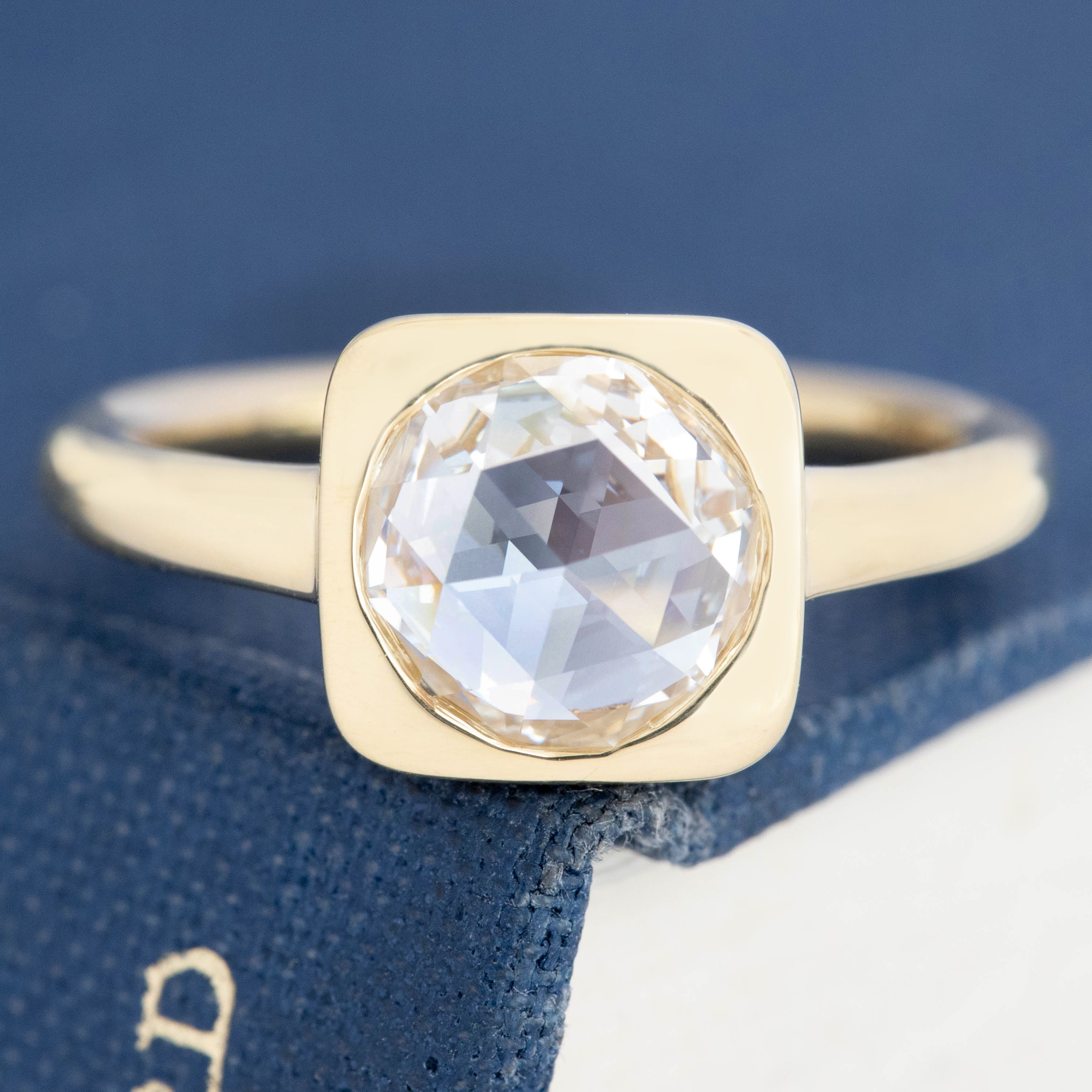 1.53ct Round Rose Cut Diamond Frame Ring, GIA G VS1
