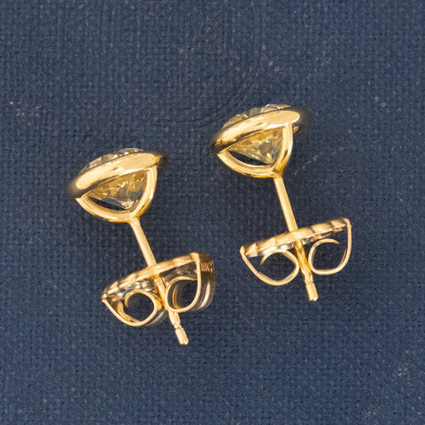 3.11ctw Old European Cut Diamond Bezel Earrings