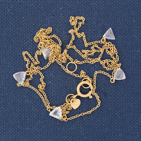 .60ctw Triangle Rose Cut Diamond Station Necklace