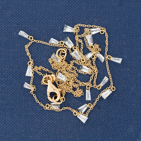 1.66ctw Tapered Baguette Cut Diamond Station Necklace